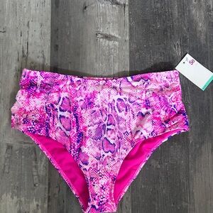 SO Women's Vibrant Pink Snake Print Bikini Bottom